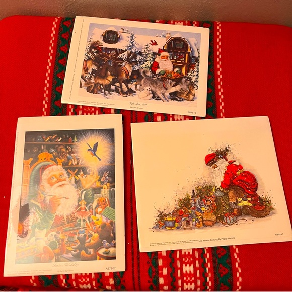 3 Lynn Bywaters & Peggy Abrams Christmas Prints Set of 3 NEW in Plastic - Picture 1 of 16